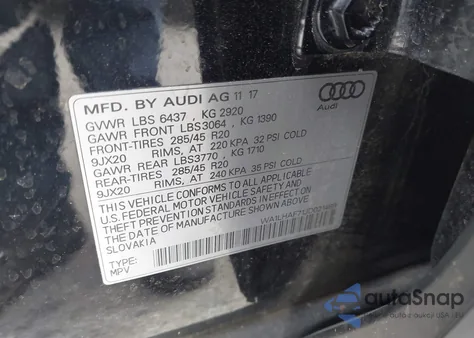 2018 Audi Q7 2.0T Premium from USA, damaged, VIN WA1LHAF71JD021489